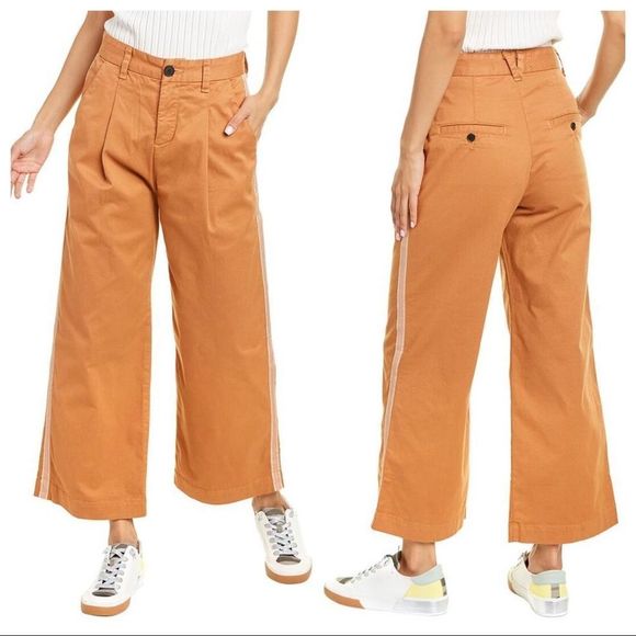 NWT Veronica Beard Jeans Ryder Wide Leg Crop in Terracotta Fall, size 24 - Picture 1 of 10
